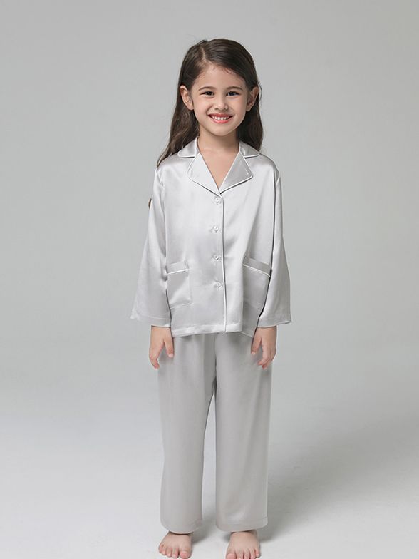 19 Momme Kids Silk Pajamas Set Boys and Girls Silk PJs